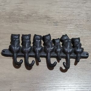 Vintage Black Cast Iron Cats Wall Hook